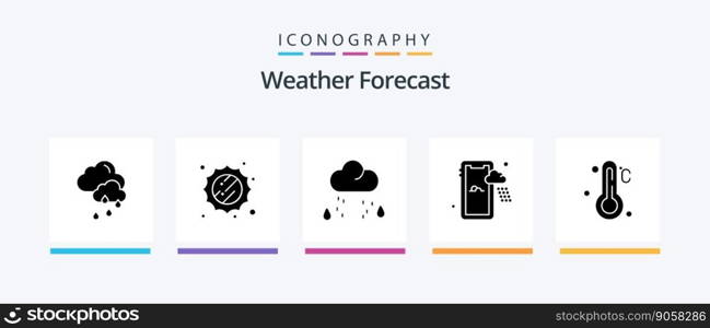 Weather Glyph 5 Icon Pack Including . weather. weather. thermometer. weather. Creative Icons Design