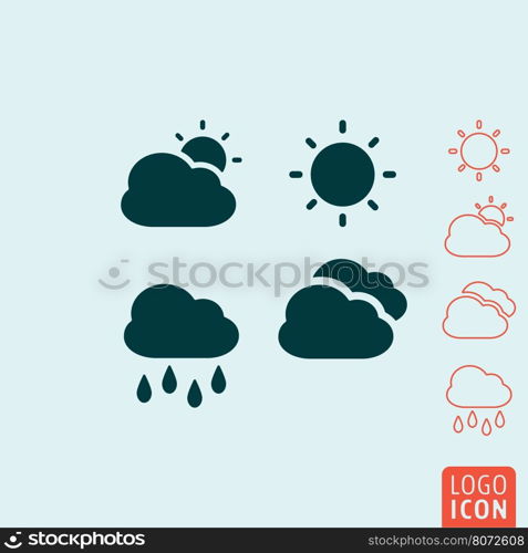 Weather icon isolated. Weather icon. Set of meteorological symbols. Vector illustration
