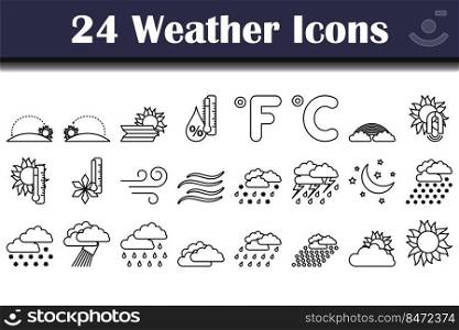 Weather Icon Set. Bold outline design with editable stroke width. Vector Illustration.