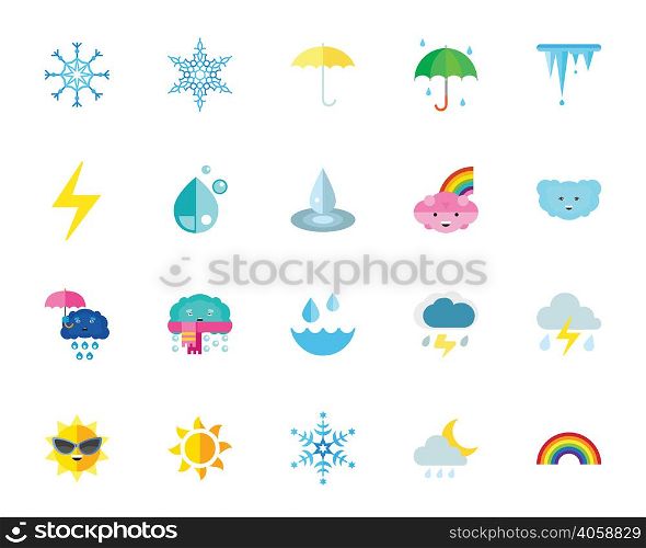 Weather icon set. Can be used for topics like climate, weather forecast, season, emoticons, meteorology