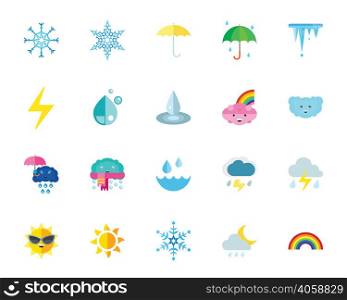 Weather icon set. Can be used for topics like climate, weather forecast, season, emoticons, meteorology