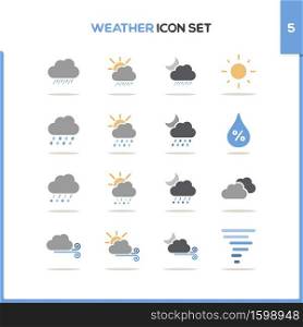 Weather icon set. Color icon set with round shadow. Fifth group. Glyph vector illustration