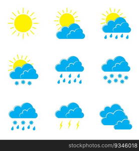 Weather icon set. Color Vector flat illustration.