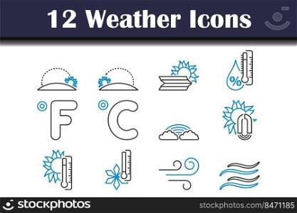 Weather Icon Set. Editable Bold Outline With Color Fill Design. Vector Illustration.