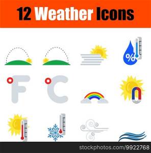Weather Icon Set. Flat Design. Fully editable vector illustration. Text expanded.