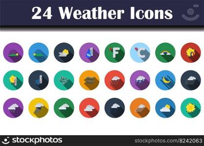 Weather Icon Set. Flat Design With Long Shadow. Vector illustration.