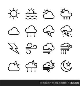 weather icon set line art design editable stroke