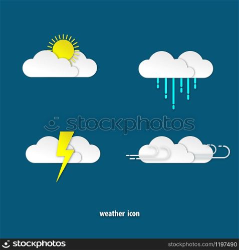 Weather icon set. Paper cut style. Vector illustration