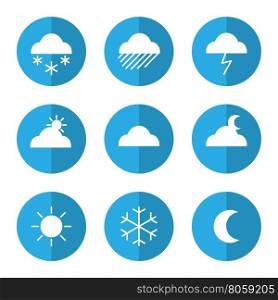 Weather icon set with clouds. Weather icon set with clouds sun moon snow rain. Vector illustration