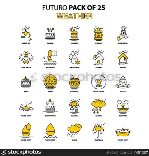 Weather Icon Set. Yellow Futuro Latest Design icon Pack