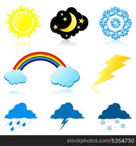 Weather icons. Icons of the weather phenomena. A vector illustration