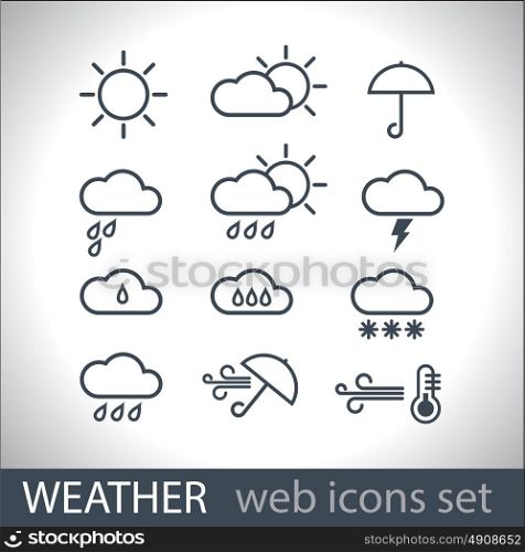weather icons, logo, line, set
