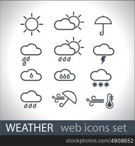 weather icons, logo, line, set