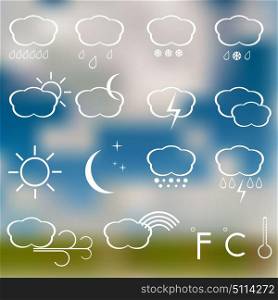 Weather Icons on a blurred background.
