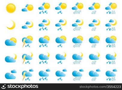 Weather Icons on White Background