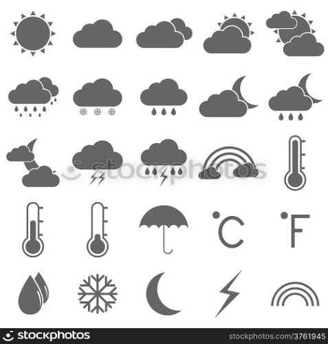 Weather icons on white background, stock vector