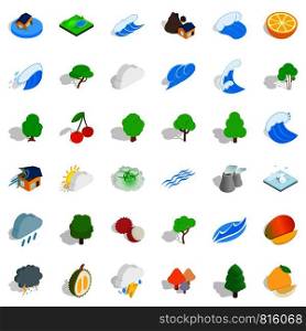 Weather icons set. Isometric style of 36 weather vector icons for web isolated on white background. Weather icons set, isometric style