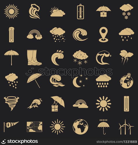 Weather icons set. Simple style of 36 weather vector icons for web for any design. Weather icons set, simple style