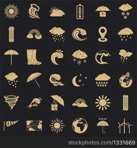 Weather icons set. Simple style of 36 weather vector icons for web for any design. Weather icons set, simple style