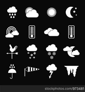 Weather icons set vector white isolated on grey background . Weather icons set grey vector