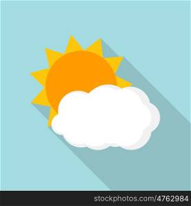 Weather Icons Sun and Cloud in Flat Style with Long Shadows EPS10. Weather Icons Sun and Cloud in Flat Style with Long Shadows