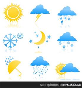 Weather icons2. Icons of the weather phenomena. A vector illustration