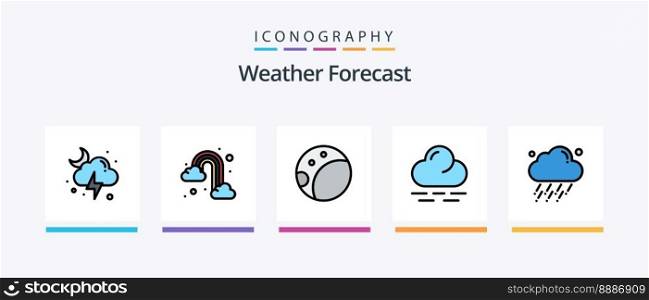 Weather Line Filled 5 Icon Pack Including weather. cloud. weather. wind. arrow. Creative Icons Design