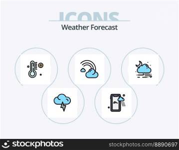 Weather Line Filled Icon Pack 5 Icon Design. night. climate. rain. rain. temperature