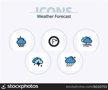 Weather Line Filled Icon Pack 5 Icon Design. weather. cloud. wind. sun. cloudy