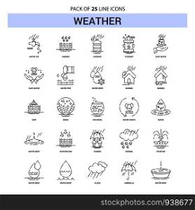 Weather Line Icon Set - 25 Dashed Outline Style