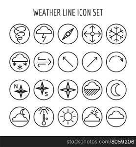 Weather line icon set. Weather line icon set. Black and white weather vector icons