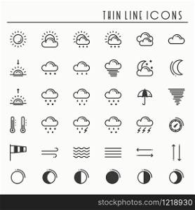 Weather pack line icons set. Meteorology. Weather forecast design elements. Template for mobile app, web and widgets.Vector style linear icons. Isolated illustration. Symbols. Black and white.. Weather pack line icons set. Meteorology. Weather forecast trendy design elements. Template for mobile app, web and widgets.Vector style linear icons. Isolated illustration. Symbols. Black and white.