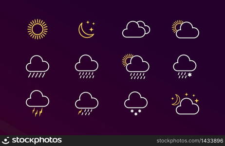 Weather set icon. Sunny, cloudy, snowing on isolated background. EPS 10 vector.. Weather set icon. Sunny, cloudy, snowing on isolated background. EPS 10 vector
