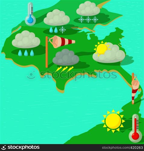 Weather symbols concept map. Cartoon illustration of weather symbols vector concept for web. Weather symbols concept map, cartoon style