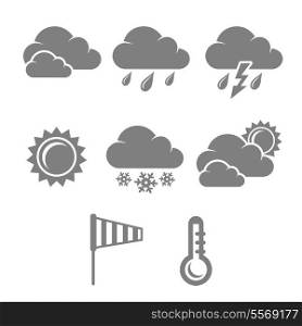 Weather symbols set, contrast flat isolated vector illustration