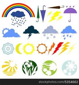 Weather. The various weather phenomena. A vector illustration