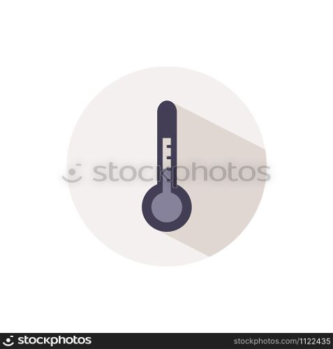 Weather. Thermometer icon with shadow on a beige circle. Fall flat vector illustration