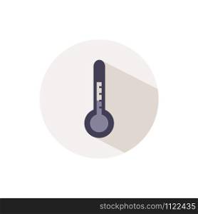 Weather. Thermometer icon with shadow on a beige circle. Fall flat vector illustration