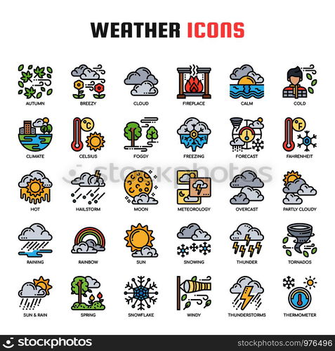 Weather , Thin Line and Pixel Perfect Icons