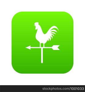 Weather vane with cock icon digital green for any design isolated on white vector illustration. Weather vane with cock icon digital green