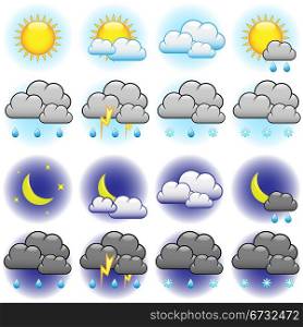 Weather vector icons set isolated on white background.