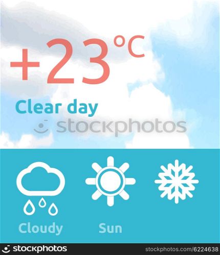Weather web element banner design. Weather forecast, rain and sun, banner web interface weather, app forecast data information webpage vector illustration