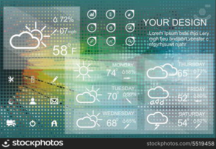 Weather widget and icons on floral background