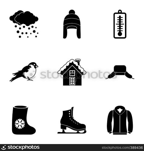 Weather winter icons set. Simple illustration of 9 weather winter vector icons for web. Weather winter icons set, simple style