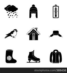 Weather winter icons set. Simple illustration of 9 weather winter vector icons for web. Weather winter icons set, simple style