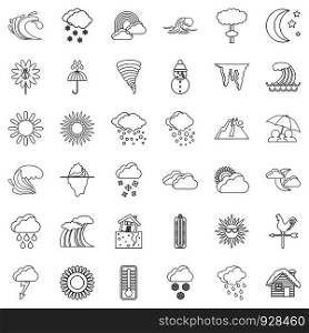 Weathercock icons set. Outline style of 36 weathercock vector icons for web isolated on white background. Weathercock icons set, outline style