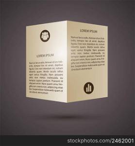 Web abstract paper business infographics with folded brochure text and icons on dark background isolated vector illustration. Web Abstract Paper Business Infographics
