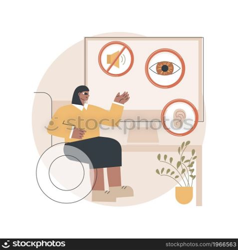 Web accessibility program abstract concept vector illustration. Websites for people with special needs, usability design, accessibility problem, online inclusivity program, UI abstract metaphor.. Web accessibility program abstract concept vector illustration.