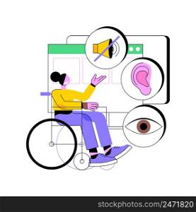 Web accessibility program abstract concept vector illustration. Websites for people with special needs, usability design, accessibility problem, online inclusivity program, UI abstract metaphor.. Web accessibility program abstract concept vector illustration.