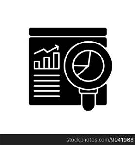 Web analyst black glyph icon. People who are responsible for analyzing maintenance and web development costs of project. Silhouette symbol on white space. Vector isolated illustration. Web analyst black glyph icon